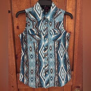 Rock & Roll  Pearl Snap Aztec Sleeveless